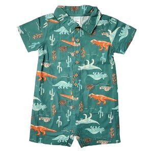 NWT Carter’s Short Sleeve Dino Print Cotton Romper NEWBORN